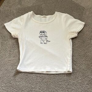 Brandy Melville White and Blue Crop Top